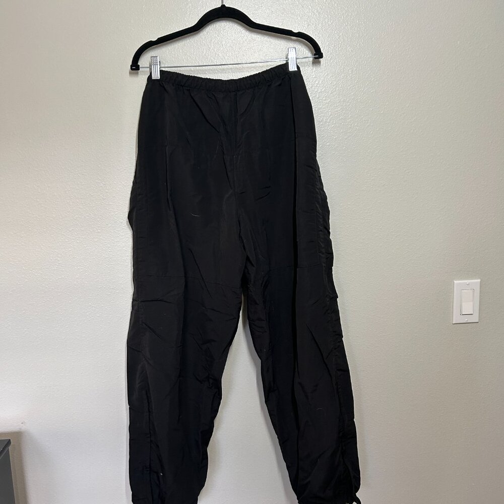 MEN’S JWOD SKILCRAFT PANTS NYLON ZIP ANKLE ARMY BLACK DRAWSTRING SIZE L